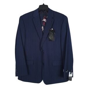 Sean John Men's Classic-Fit Stretch Suit Jacket Navy Blue Pinstripe 36R NWT